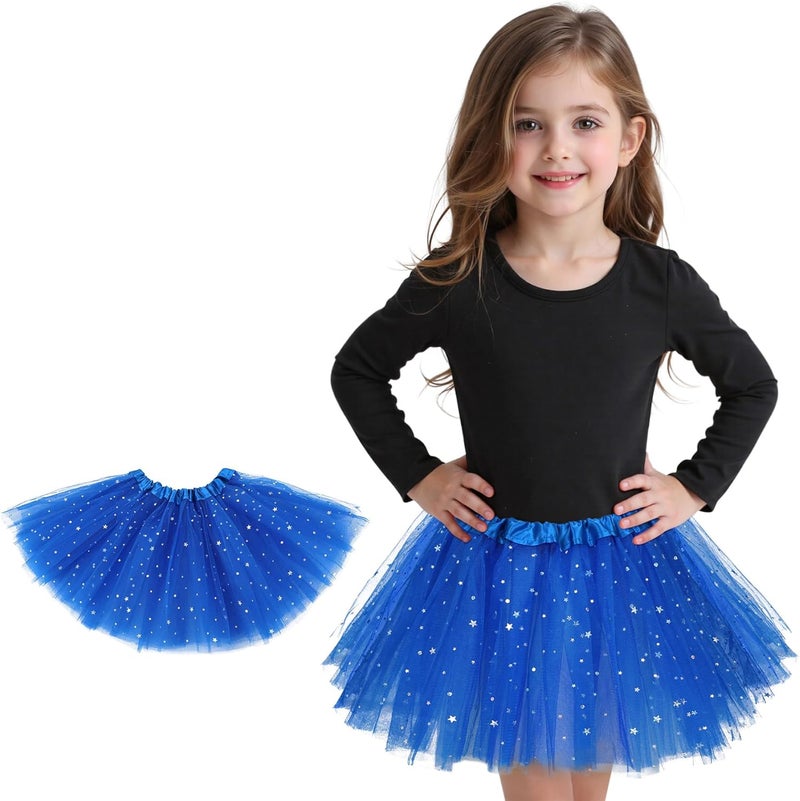 Zando Sparkle Tutu for Toddler Girls Kids 3 Layers 2-8 Years Halloween Princess Birthday Elastic Puffy Tulle Dance Skirt - Image 1